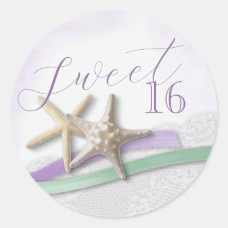 Sticker Rond Starfish Lavender and Mint Ribbon Sweet 16
