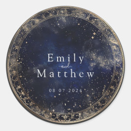 Sticker Rond Starry Night Romance Mariage
