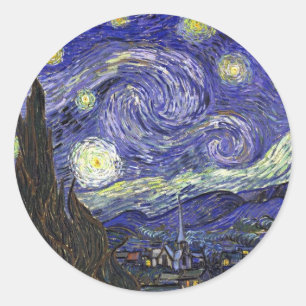 Sticker Rond Starry Night, Vincent Van Gogh.
