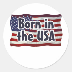 Sticker Rond Stars and Stripes - Né aux USA
