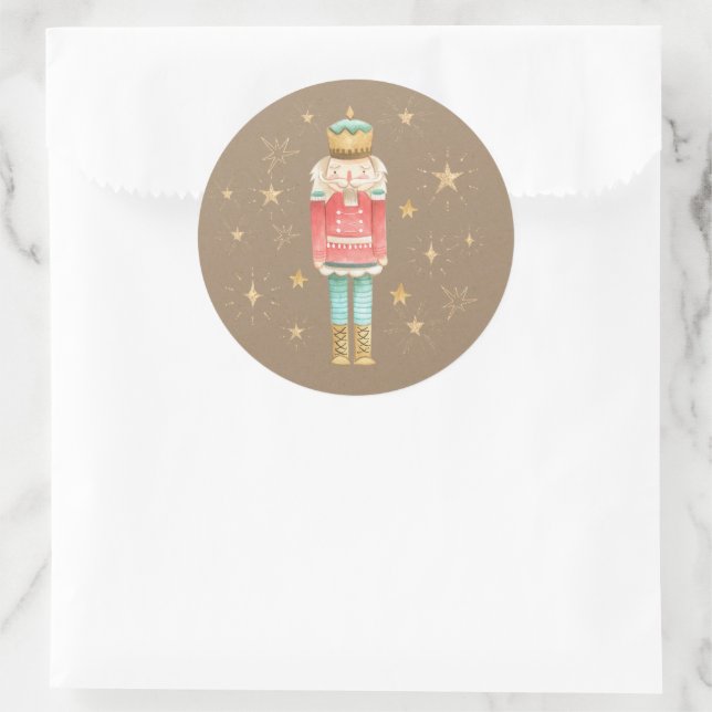 Sticker Rond Stars d'or de Noisette Rustique Kraft (Sac)