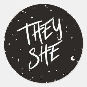 Sticker Rond Stars Ils/Elle Pronounouns