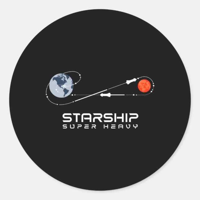 Sticker Rond Starship Super Heavy Mars Space Exploration Raptor (Devant)