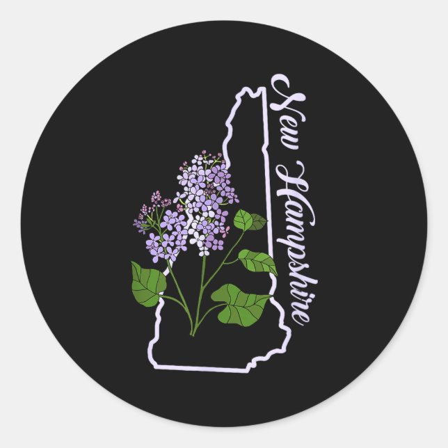 Sticker Rond State Of New Hampshire Purple Lilac Flower  (Devant)