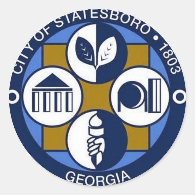 Sticker Rond Statesboro, Phoque de Géorgie (Devant)