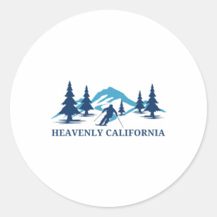 Sticker Rond Station de ski céleste de Californie Montagnes 