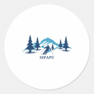 Sticker Rond Station de ski de Sipapu Nouveau-Mexique Skieur