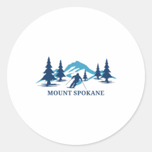 Sticker Rond Station de ski Mount Spokane Washington Skieur Ski