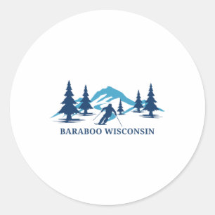 Sticker Rond Station de ski Raboo Wisconsin Skieur Ski