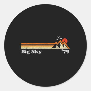 Sticker Rond Station de ski Retro Big Sky Station de ski Colora