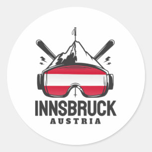 Sticker Rond Station de ski rétro d'Innsbruck Autriche