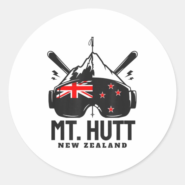 Sticker Rond Station de ski rétro Mt Hutt Nouvelle-Zélande (Devant)