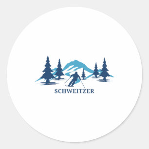 Sticker Rond Station de ski Schweitzer Idaho Skieur