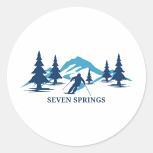 Sticker Rond Station de ski Seven Springs Pennsylvanie Ski Skie