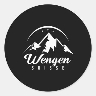 Sticker Rond Station de ski Wengen Suisse Ski Snowboard