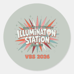 Sticker Rond Station Illumination VBS 2026 Jean 8:12 Vacances 