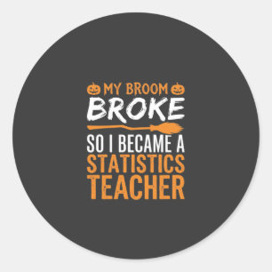 Sticker Rond Statistiques drôles d'Halloween Professeur Balai D