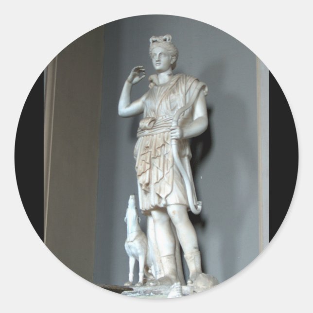 Sticker Rond Statue de Diana (Artémis) au Vatican à Rome (Devant)
