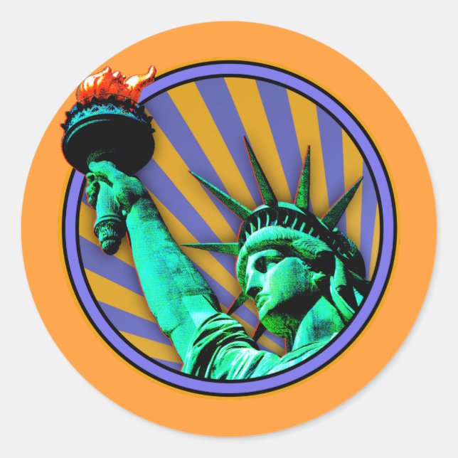 Sticker Rond Statue de la Liberté Emblem Design (Devant)