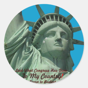 Sticker Rond Statue de la Liberté qui pleure