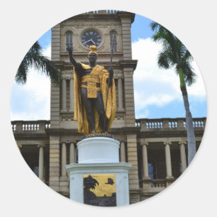 Sticker Rond statue du roi kamehameha