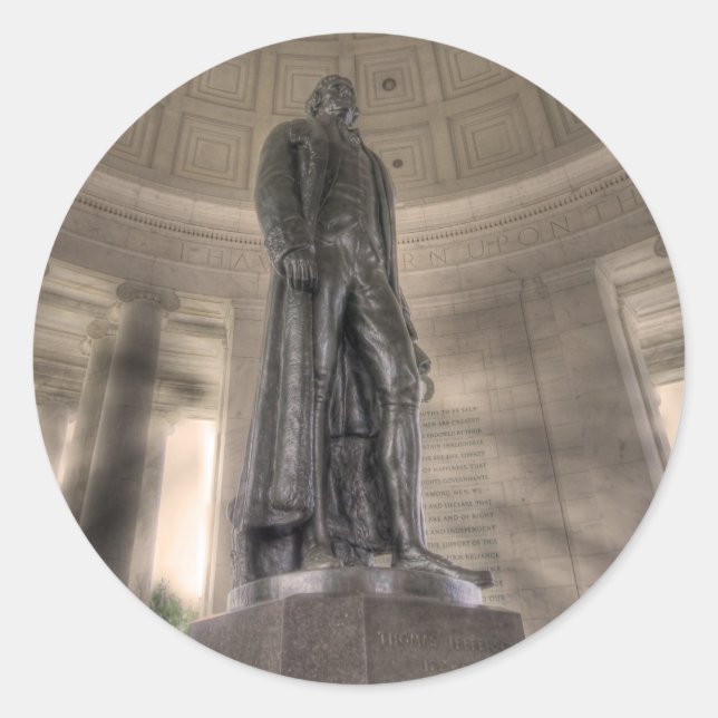Sticker Rond Statue en bronze du mémorial Thomas Jefferson (Devant)