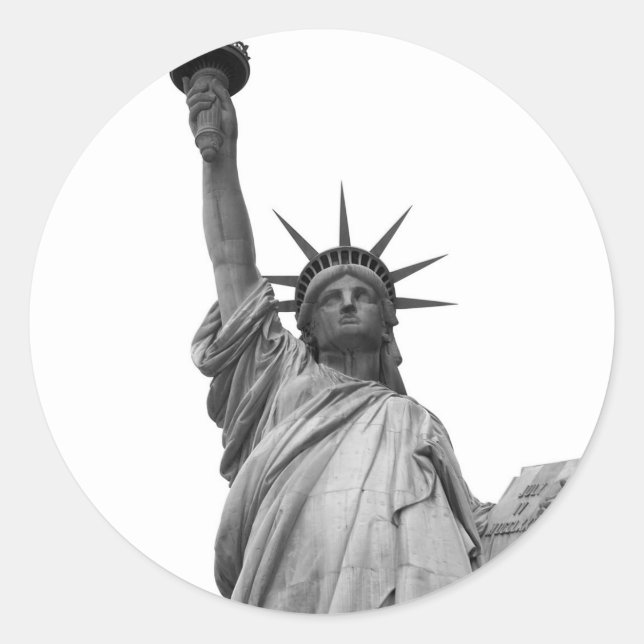 Sticker Rond Statue noire et blanche de la Liberté (Devant)