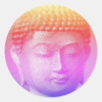 Statue Visage Bouddha Colorée Formée Par Lignes
