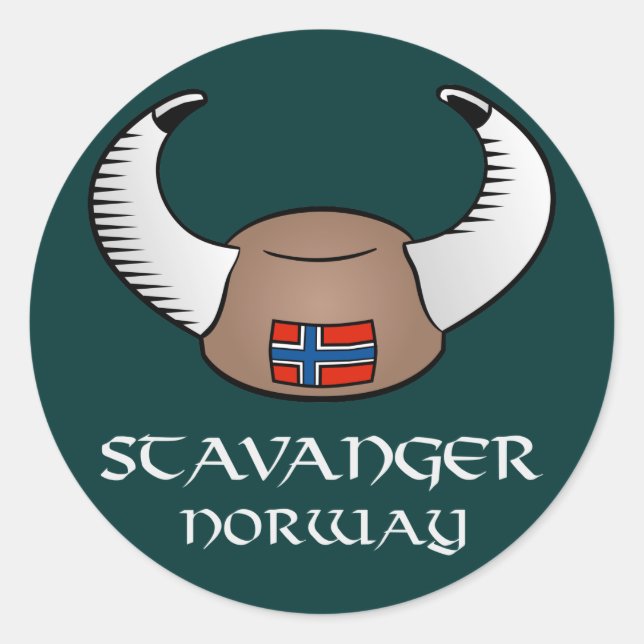 Sticker Rond Stavanger Norvège Viking Casquette (Devant)