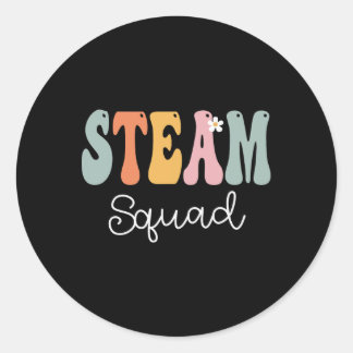 Sticker Rond Steam Squad Rétro Groovy Vintage Joyeux Premier Jo
