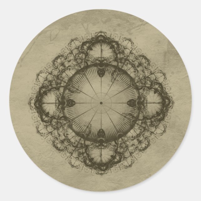 Sticker Rond Steampunk Art de design victorien (Devant)