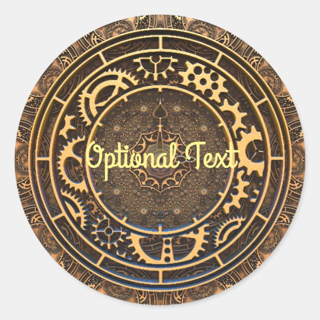 Sticker Rond Steampunk Bronze Gears Filigree (Devant)