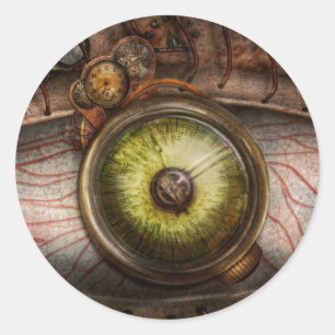 Sticker Rond Steampunk - Déplaisant - Oeil sur la technologie