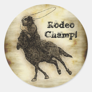 Sticker Rond Steer Roping Rodeo Cowboy