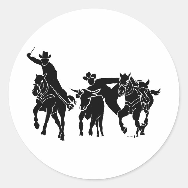 Sticker Rond Steer Wrestling 1 (Devant)