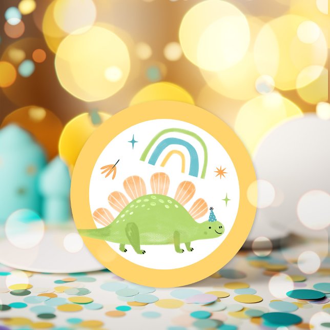 Sticker Rond Stegosaurus Dinosaur fête d'anniversaire Faveurs (Créateur téléchargé)