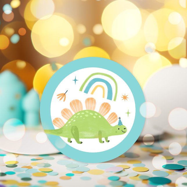 Sticker Rond Stegosaurus Dinosaur fête d'anniversaire Faveurs (Créateur téléchargé)