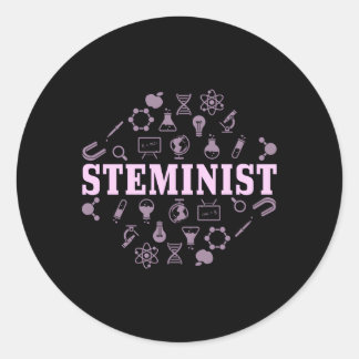 Sticker Rond Stéméniste Femme Scientifique Pun Steminist