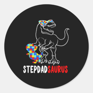 Sticker Rond Stépadasaurus T Rex Dinosaure Autisme Sensibilisat
