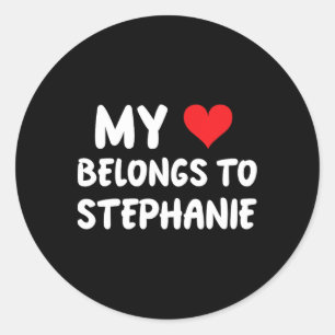 Sticker Rond Stephanie - Mon cœur appartient à Stéphanie - Amou