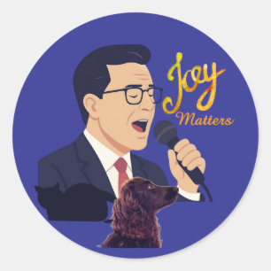 Sticker Rond Stephen Colbert chantant avec Benny Mème de joie