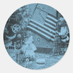 Sticker Rond Stereoview - Noël patriotique circa 1901