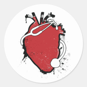 Sticker Rond stéthoscope anatomique de coeur