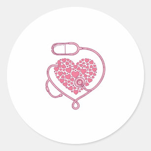 Sticker Rond Stéthoscope Cardiaque Design de Chemise Vectoriel 