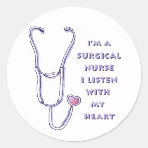 Sticker Rond Stethoscope Coeur Infirmière chirurgicale