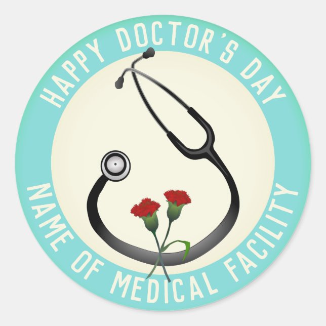 Sticker Rond Stéthoscope de jour du médecin de l'installation M (Devant)