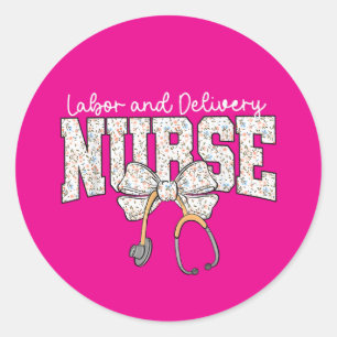 Sticker Rond Stéthoscope de sage-femme en salle d'accouchement 