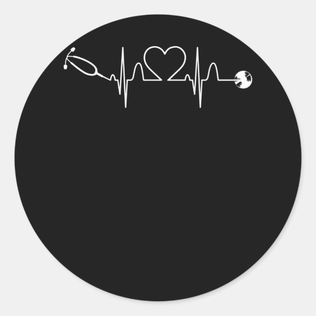 Sticker Rond Stethoscope EKG Heartbeat Nurse Heart Hospital (Devant)