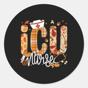 Sticker Rond Stethoscope Icu Infirmière Automne Yall Feuilles d
