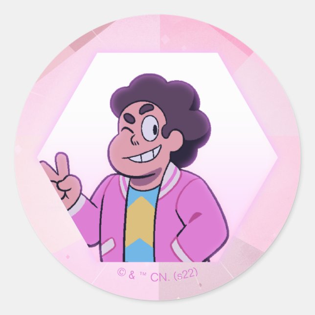 Sticker Rond Steven Universe | Portrait diamant rose (Devant)
